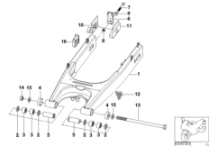Качающийся рычаг заднего колеса для BMW R131 G 650 GS 09 (0178,0179) 0 (схема запасных частей)