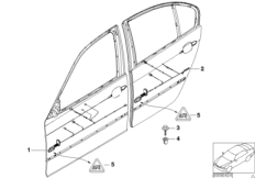 Жгуты проводов двери для BMW E53 X5 3.0d M57 (схема запасных частей)