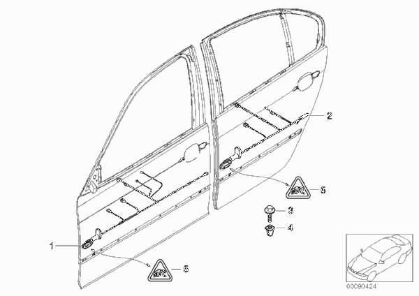 Жгуты проводов двери для BMW E70 X5 3.0sd M57N2 (схема запчастей)