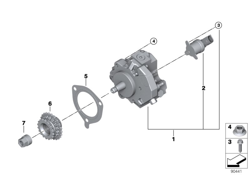 Pompa ad alta pressione - RIcambi Usati для BMW E60 530xd M57N2 (схема запчастей)