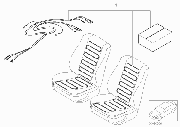 Комплект дооснащения обогрева сиденья Пд для BMW E36 316g M43 (схема запчастей)