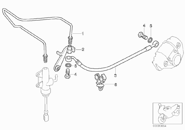 Трубопровод торм.привода Зд не для ABS для BMW R13 F 650 GS Dakar 00 (0173,0183) 0 (схема запчастей)
