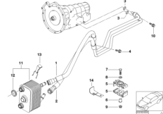 Трубопровод масл.радиатора/теплообменник для BMW E53 X5 3.0d M57N (схема запасных частей)