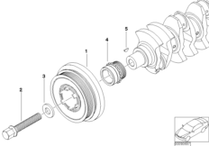 Демпфер крут.колебаний ременного прив. для BMW E87 118d M47N2 (схема запасных частей)