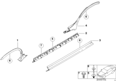 Накладка порог / арка колеса для BMW E53 X5 4.8is N62 (схема запасных частей)