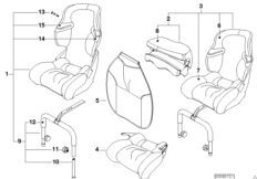 Детское сиденье BMW Junior Seat для BMW E53 X5 3.0d M57N (схема запасных частей)
