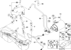 Расширительный бачок/фильтр с акт.углем для BMW E46 325ti M54 (схема запасных частей)
