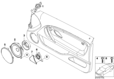 Детали системы HiFi на Пд двери для BMW E46 316ti N40 (схема запасных частей)
