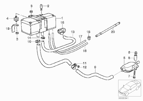 Автономная система отопления для BMW E34 530i M60 (схема запчастей)