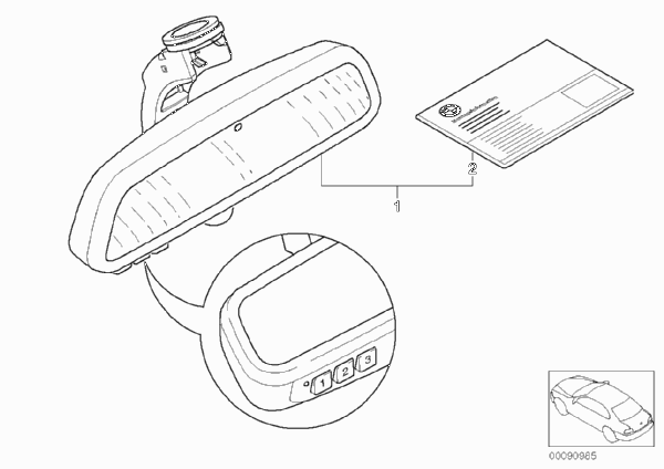 Дооснащение компасом/ДУ для BMW E39 530i M54 (схема запчастей)