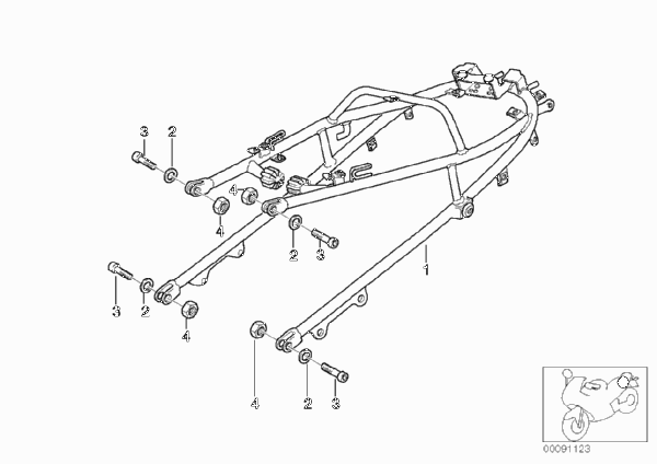 Задняя часть рамы для MOTO 259S R 1100 S 98 (0422,0432) 0 (схема запчастей)