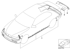 К-т доосн.аэродинамическим к-том в M-ст. для BMW E46 330d M57 (схема запасных частей)