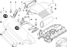 Глушитель шума всасывания воздуха для BMW E46 320d M47 (схема запасных частей)
