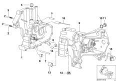 Картер коробки передач/вспом.оборудов. для BMW R22 R 1150 RS 01 (0447,0498) 0 (схема запасных частей)
