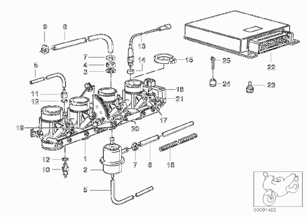 Корпус дроссельной заслонки/ЭБУ для BMW K589 K 100 RS 83 (0502,0503,0513) 0 (схема запчастей)