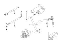 Провод батареи/провод стартера для BMW E66 745Li N62 (схема запасных частей)