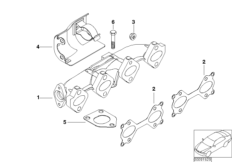 Выпускной коллектор-рециркуляция ОГ для BMW E61N 520d M47N2 (схема запасных частей)