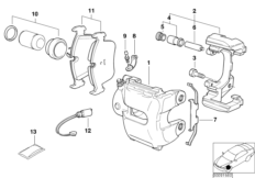 Датчик износа торм.накладки пер.колеса для BMW E52 Z8 S62 (схема запасных частей)