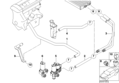 Водяные шланги/ водяной клапан для BMW E46 316i N42 (схема запасных частей)