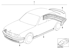 К-т доосн.аэродинамическим к-том в M-ст. для BMW E34 520i M50 (схема запасных частей)