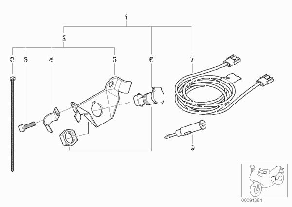 Комплект дооснащения гнезда разъема для BMW 59C1 R 1200 C 03 (0329,0379) 0 (схема запчастей)