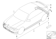 Аэродинамический комплект для BMW E46 318ti N46 (схема запасных частей)