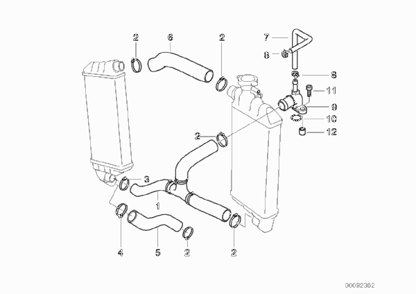 Водяные шланги системы охлаждения для BMW 89V3 K 1200 LT 99 (0545,0555) 0 (схема запчастей)