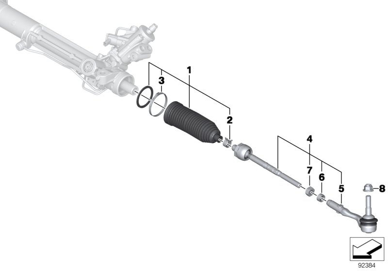 Рулевые тяги/тяги рулевой трапеции для BMW F11N 535iX N55 (схема запчастей)