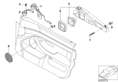 Детали аудиосистемы M в Пд двери для BMW E39 530d M57 (схема запасных частей)