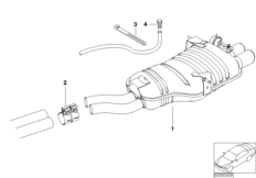 Система выпуска ОГ Зд для BMW E83N X3 3.0si N52N (схема запасных частей)