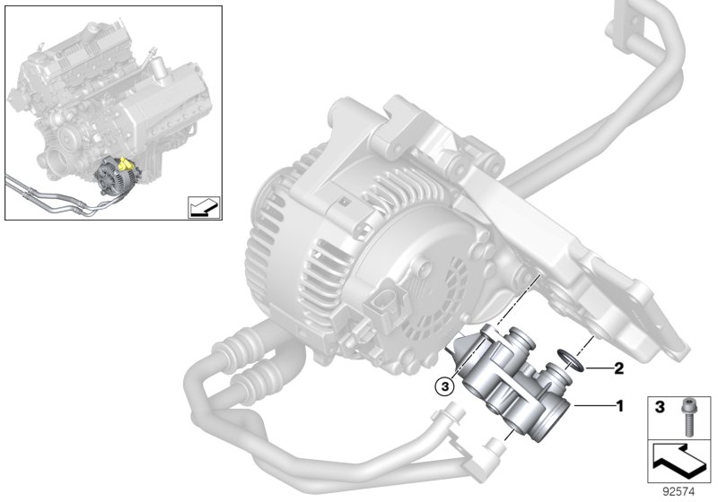 Смазочная система-штуцер масляного рад. для BMW E66 750Li N62N (схема запчастей)