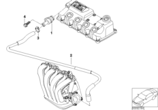 Система вентиляц.картера/маслоотделитель для MINI R50 Cooper W10 (схема запасных частей)