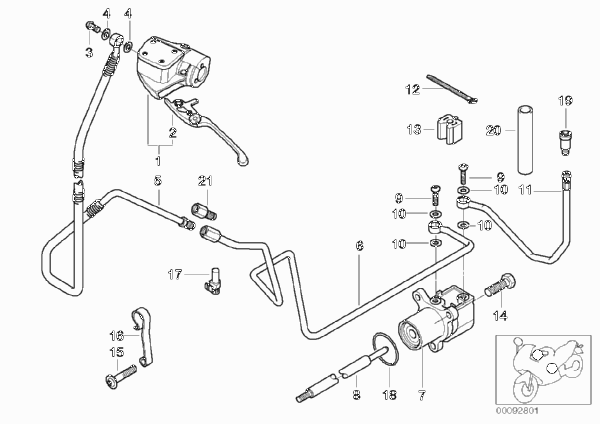 Привод управления сцеплением для BMW K30 R 1200 CL (0442,0496) 0 (схема запчастей)