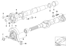 Детали карданного вала, полноприводный для BMW E46 330xi M54 (схема запасных частей)