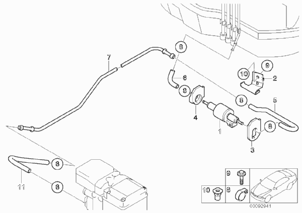 Система подачи топлива/насос/трубопровод для BMW E65 735i N62 (схема запчастей)