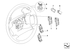 Выключатель на рулевом колесе для BMW E65 730d M57N2 (схема запасных частей)