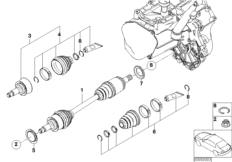 Приводной вал колеса Л Пд для BMW R50 One 1.4i W10 (схема запасных частей)