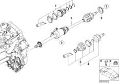 Приводной вал колеса П Пд для MINI R50 One D W17 (схема запасных частей)