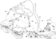 Расширительный бачок/фильтр с акт.углем для BMW E46 316i N42 (схема запасных частей)