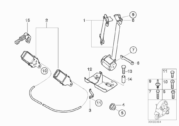 Ремни безопасности для BMW C1N C1 (0191) 0 (схема запчастей)