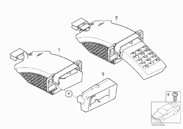 Выдвижные номеронабиратель/отделение для BMW E65 730d M57N (схема запчастей)