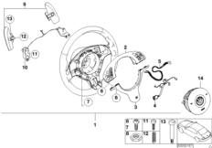 Спорт.рул.колесо M-ст. с НПБ для КПП SMG для BMW E46 M3 S54 (схема запасных частей)