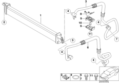 Маслян.радиатор/трубопр.масл.радиатора для BMW E66 740Li N62N (схема запасных частей)