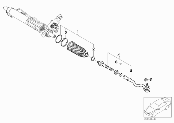 Рулевые тяги/тяги рулевой трапеции для BMW E53 X5 3.0i M54 (схема запчастей)