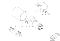 Детали авар.привода стеклоподъемника для BMW E38 750iLS M73N (схема запасных частей)