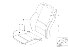 Индивид.обивка спорт.сиденья кожа N6 для BMW E46 320Ci M54 (схема запасных частей)