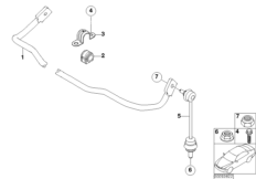 стабилизатор задний для BMW E65 730i M54 (схема запасных частей)
