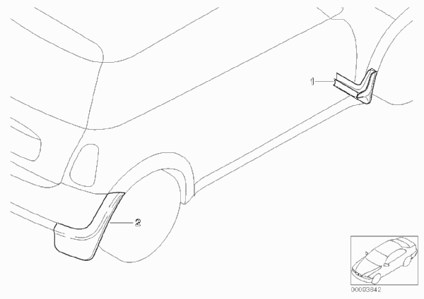 Брызговик для MINI R52 Cooper S W11 (схема запчастей)