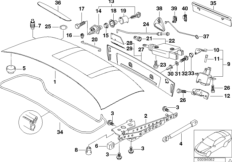 Багажная дверь/детали для BMW Z3 Z3 1.9 M44 (схема запасных частей)