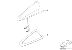 Детали телефонной антенны на крыше для BMW E66 730Li M54 (схема запасных частей)